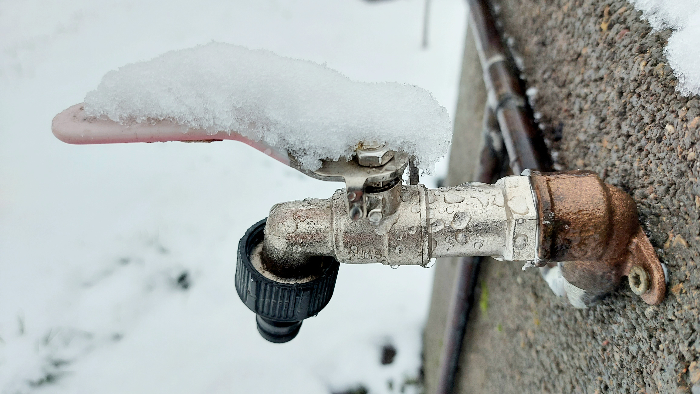 Faucet covered by snow